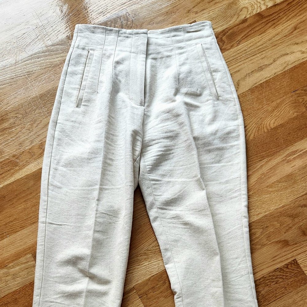 Zara - Size 2ara Cream Linen Dress Pants